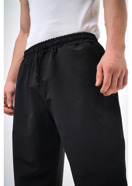 Erkek Regular Fit Düz Paça Pantolon Siyah