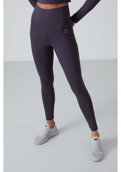 Antrasit Yüksek Bel Uzun Kollu Slim Fit Crop Top Kadın Tayt Takım - 95286 modelleri