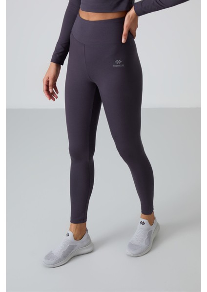 Antrasit Yüksek Bel Uzun Kollu Slim Fit Crop Top Kadın Tayt Takım - 95286 indirimleri