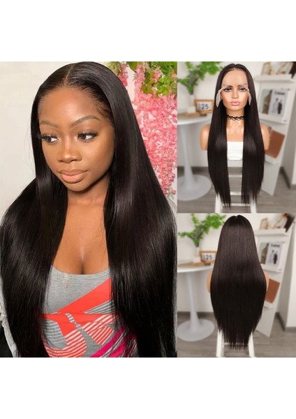 Koyu Kestane Ekstra Uzun Fiber Sentetik Düz Tül Peruk