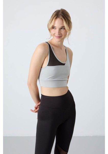 Taş - Siyah Polyester Esnek Standart Fit Performans Kadın Tayt Takım - 95331