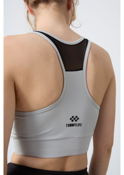 Taş - Siyah Polyester Esnek Standart Fit Performans Kadın Tayt Takım - 95331