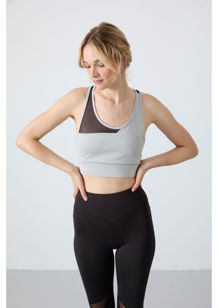 Taş - Siyah Polyester Esnek Standart Fit Performans Kadın Tayt Takım - 95331