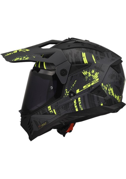 Pıoner 2 Crazy Mat Siyah-Gri-Neon Sarı Kask