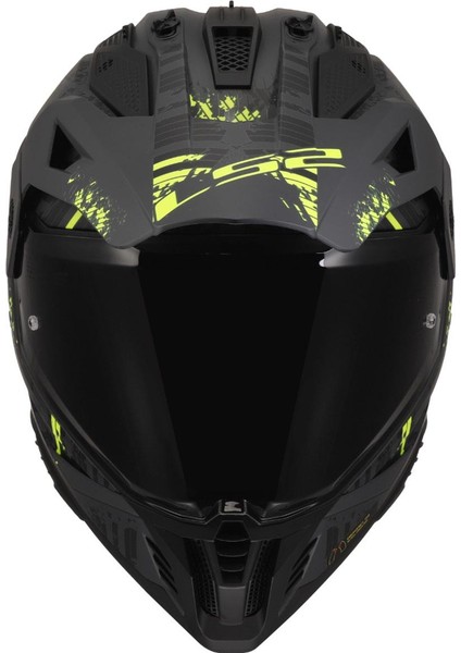 Pıoner 2 Crazy Mat Siyah-Gri-Neon Sarı Kask