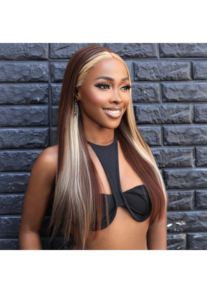 Açık Kahverengi / Önler Platin Işıltılı Tül Peruk modelleri