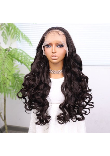 Açık Kahve Bebek Saçlı Fiber Sentetik Yoğun Dalgalı Tül Peruk fırsatları