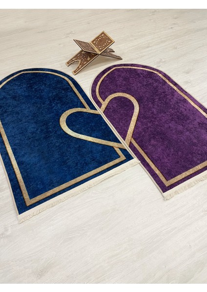 2 Li Çift Seccadesi Ebat 75 x 125 Lacivert - Mor