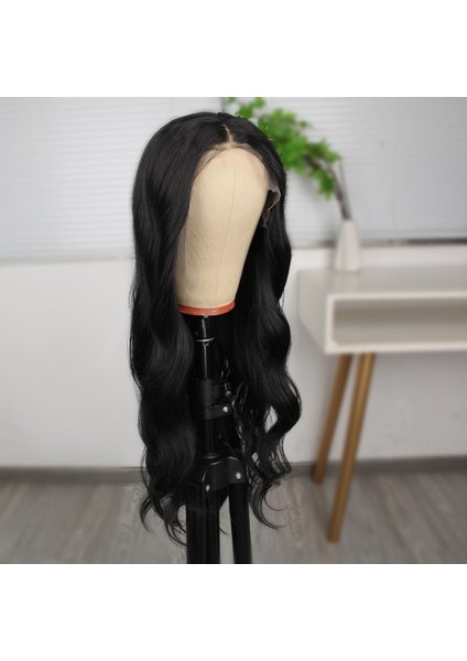 Siyah Dalgalı Fiber Sentetik Tül Peruk modelleri