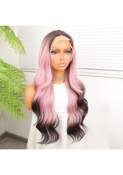 Siyah Pembe Ombre Fiber Sentetik Tül Peruk modelleri