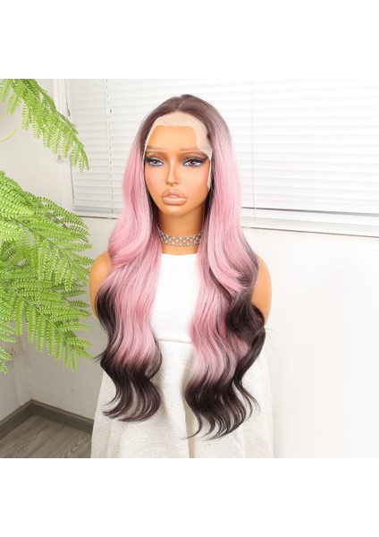 Siyah Pembe Ombre Fiber Sentetik Tül Peruk fırsatları