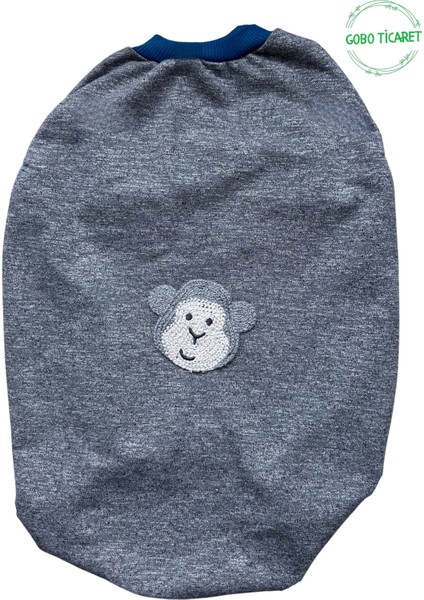 Beyaz Maymun Aksesuarlı Gri Kedi Köpek Kıyafeti Elbisesi