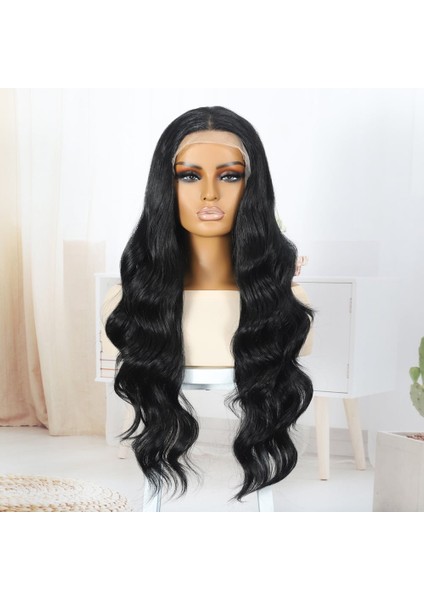 Siyah Fiber Sentetik Su Dalgalı Tül Peruk fiyatları