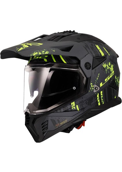 Pıoner 2 Crazy Mat Siyah-Gri-Neon Sarı Kask
