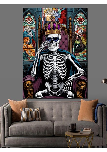 Iskelet Tahtı Dekoratif Kanvas - Mdf Ahşap Tablo