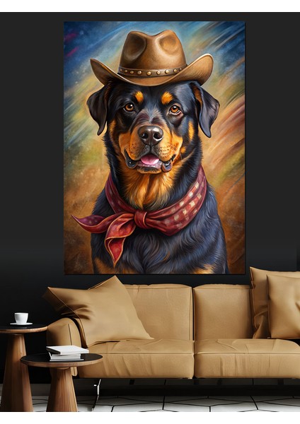 Kovboy Köpek Dekoratif Kanvas - Mdf Ahşap Tablo fiyatları