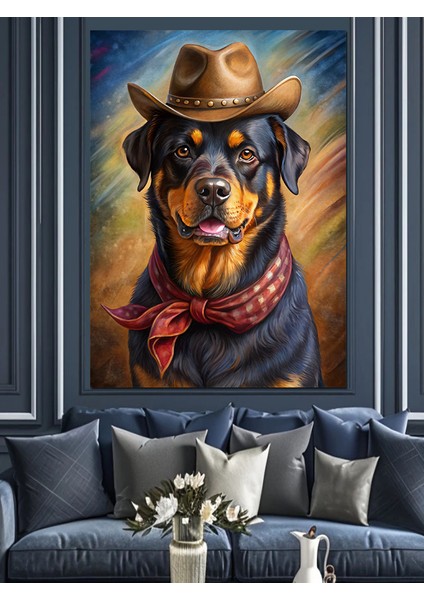Kovboy Köpek Dekoratif Kanvas - Mdf Ahşap Tablo modelleri