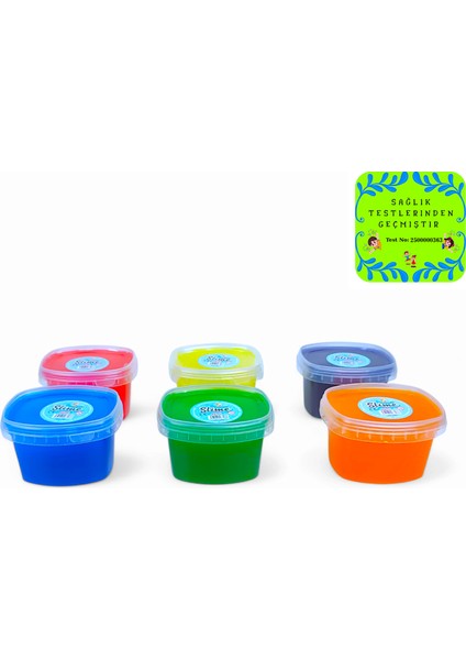Slime 6'lı 6 Renk 200 gr x 6 Hazır Slime - Sağlık Sertifikalı