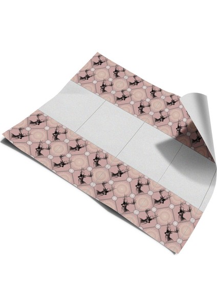 Mutfak Tezgah Arası Kendinden Yapışkanlı Folyo Kaplama Pembe Geyikli 60 cm x 100 cm modelleri