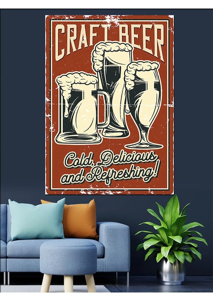 Craft Beer Poster Dekoratif Kanvas - Mdf Ahşap Tablo fırsatları