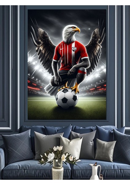 Futbolcu Kartal Dekoratif Kanvas - Mdf Ahşap Tablo
