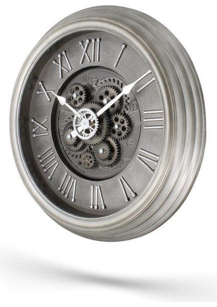 Premium Serisi Antik Eskitme Kadranlı Döner Çarklı Ev ve Ofis Duvar Saati Roma Rakamlı 40 cm Gri fiyatları