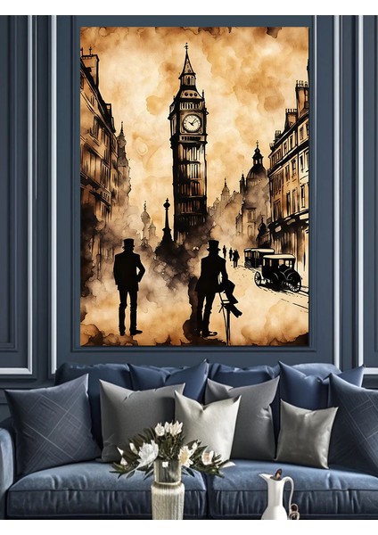 Big Ben Sokak Dekoratif Kanvas - Mdf Ahşap Tablo