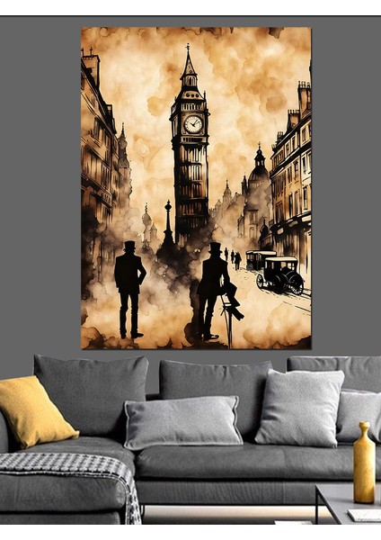 Big Ben Sokak Dekoratif Kanvas - Mdf Ahşap Tablo