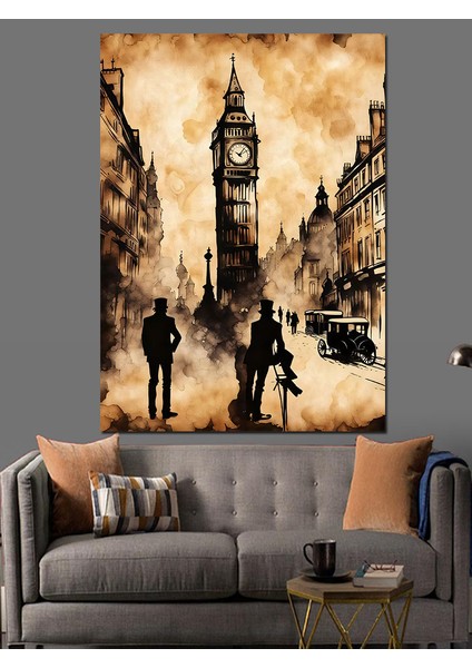 Big Ben Sokak Dekoratif Kanvas - Mdf Ahşap Tablo