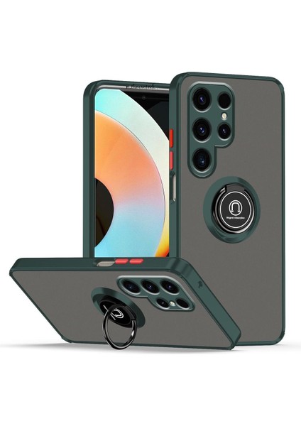Samsung Galaxy S25 Ultra Kılıf Soft Yüzüklü Standlı Mat Yüzey Azn-Mntryuzuk