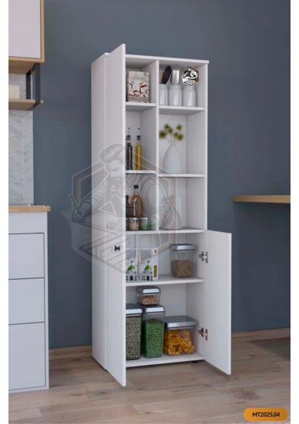 Tamamı Mdf 2 Kapaklı ve Açık Raflı Çok Amaçlı Mutfak Dolabı/kavanozluk/kiler Dolabı