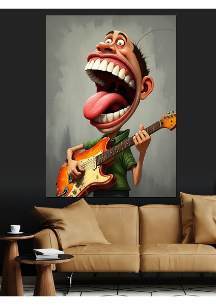 Bağıran Gitar Çalan Figür Dekoratif Kanvas - Mdf Ahşap Tablo fiyatları