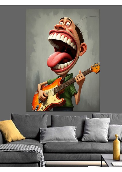 Bağıran Gitar Çalan Figür Dekoratif Kanvas - Mdf Ahşap Tablo fırsatları