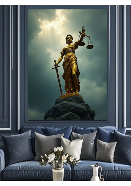Adalet Tanrıçası Heykeli Dekoratif Kanvas - Mdf Ahşap Tablo fiyatları