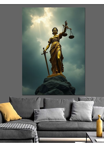 Adalet Tanrıçası Heykeli Dekoratif Kanvas - Mdf Ahşap Tablo modelleri