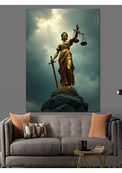Adalet Tanrıçası Heykeli Dekoratif Kanvas - Mdf Ahşap Tablo fırsatları