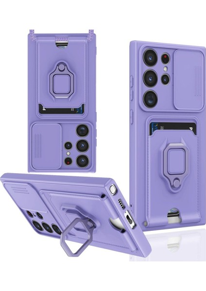 Samsung Galaxy S25 Ultra Kamera Korumalı Standlı Kartlıklı Azn-Zuma