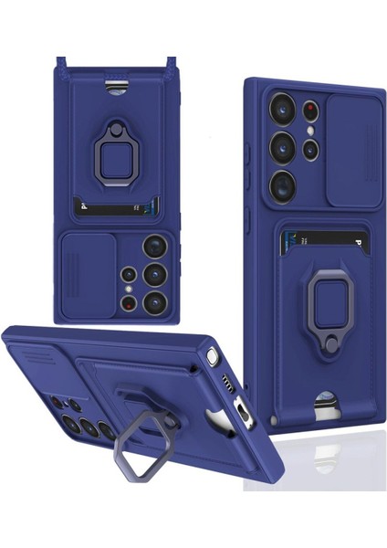 Samsung Galaxy S25 Ultra Kamera Korumalı Standlı Kartlıklı Azn-Zuma