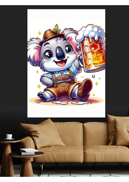 Bira Koala Dekoratif Kanvas - Mdf Ahşap Tablo