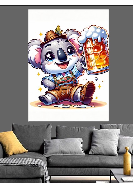 Bira Koala Dekoratif Kanvas - Mdf Ahşap Tablo modelleri