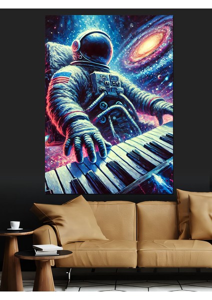 Neon Piyanist Dekoratif Kanvas - Mdf Ahşap Tablo