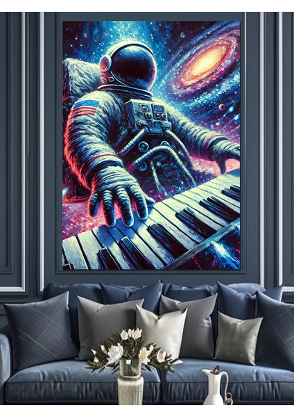 Neon Piyanist Dekoratif Kanvas - Mdf Ahşap Tablo