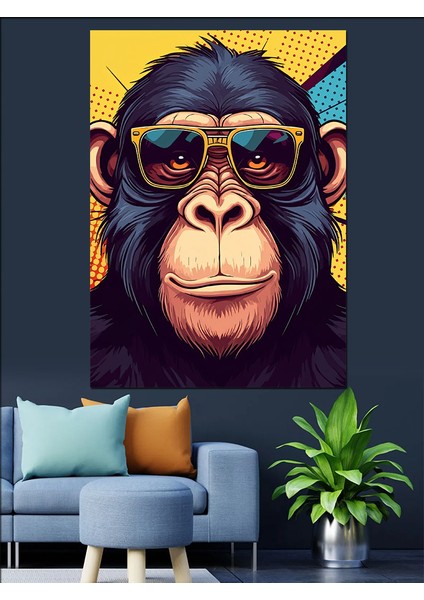 Gözlüklü Maymun Dekoratif Kanvas - Mdf Ahşap Tablo fiyatları