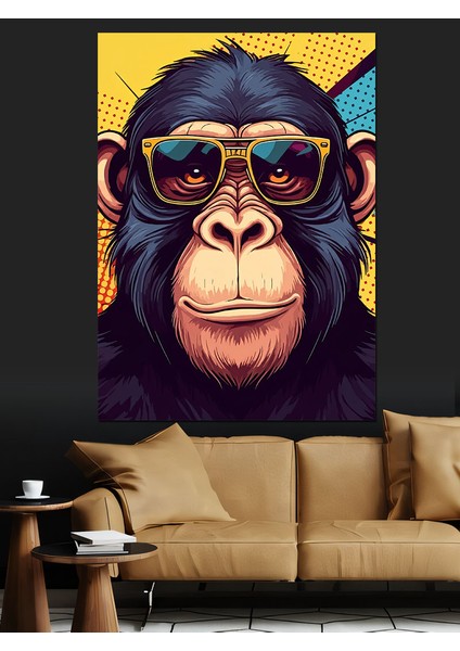 Gözlüklü Maymun Dekoratif Kanvas - Mdf Ahşap Tablo modelleri
