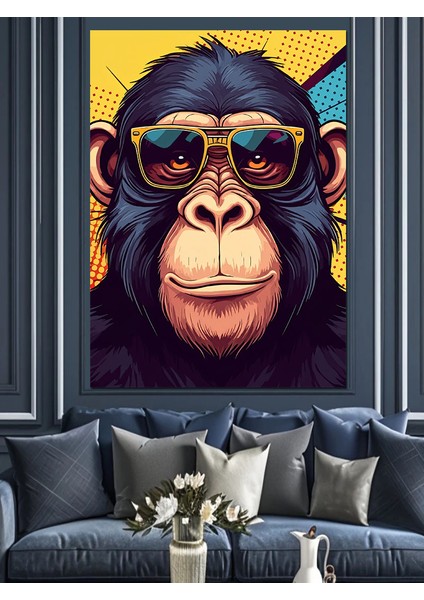 Gözlüklü Maymun Dekoratif Kanvas - Mdf Ahşap Tablo fırsatları
