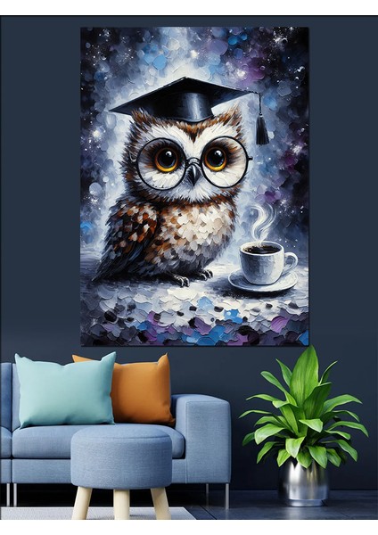 Mezuniyet Kepi Takmış Baykuş Dekoratif Kanvas - Mdf Ahşap Tablo modelleri