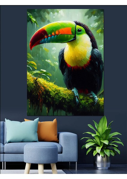 Tropik Tukan Kuşu Dekoratif Kanvas - Mdf Ahşap Tablo