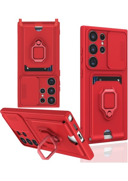 Samsung Galaxy S25 Ultra Kamera Korumalı Standlı Kartlıklı Azn-Zuma