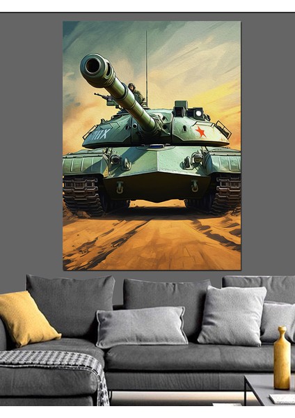 Savaş Tankı Manzarası Dekoratif Kanvas - Mdf Ahşap Tablo modelleri
