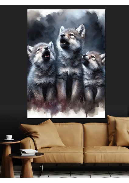 Uluyan Kurtlar Dekoratif Kanvas - Mdf Ahşap Tablo fırsatları